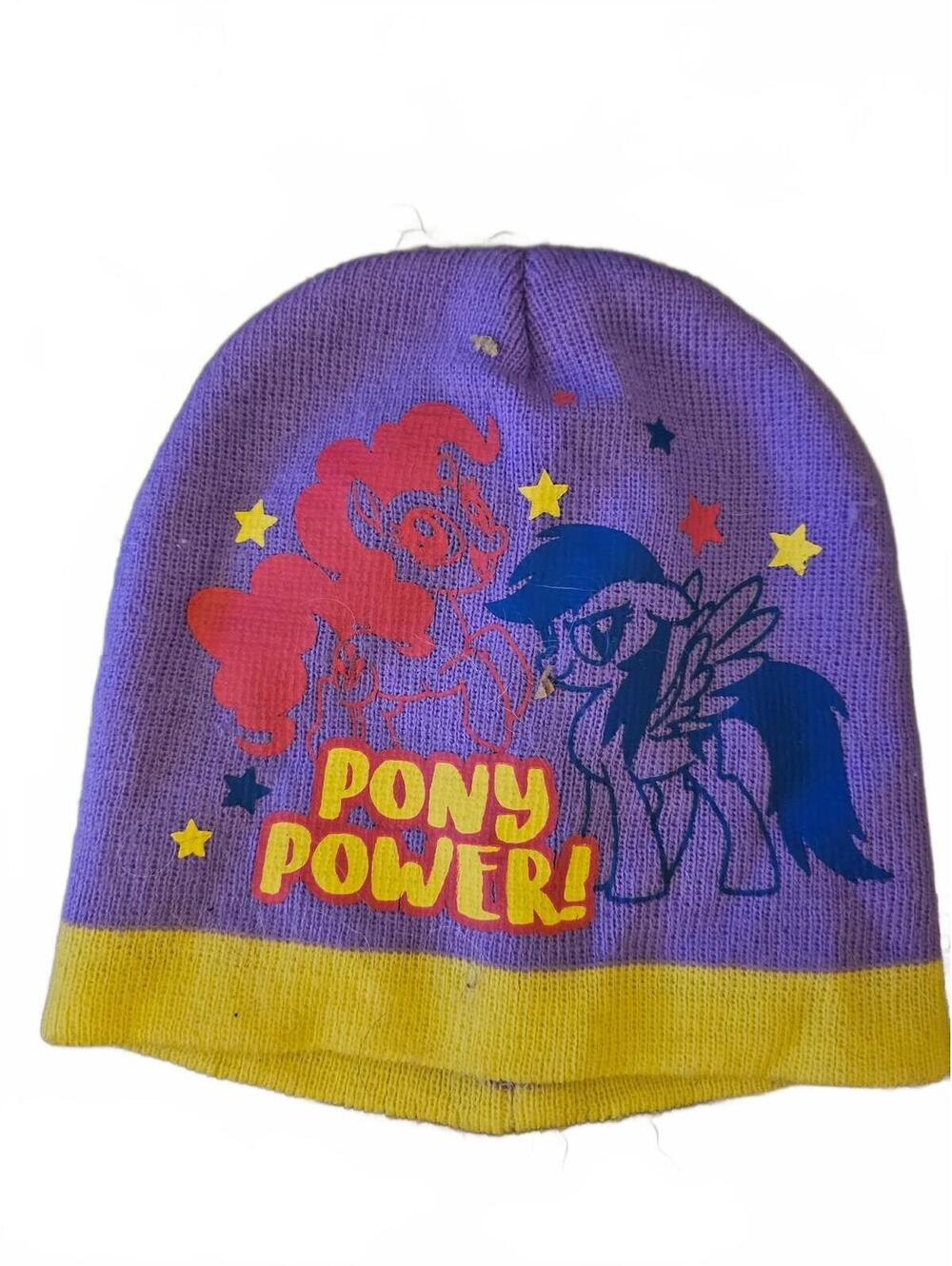 My Little Pony Girls Purple & Yellow Stripe Pony Power Knit Beanie Stocking Hat
